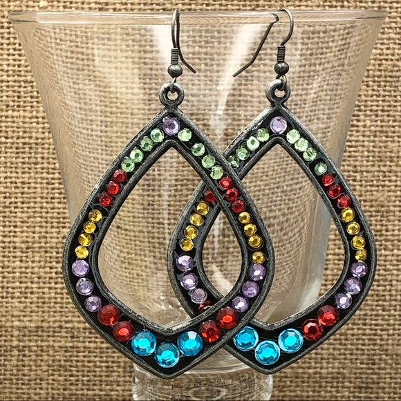 🍀 Multicolor Teardrop Dangle Earrings - Picture 1 of 2